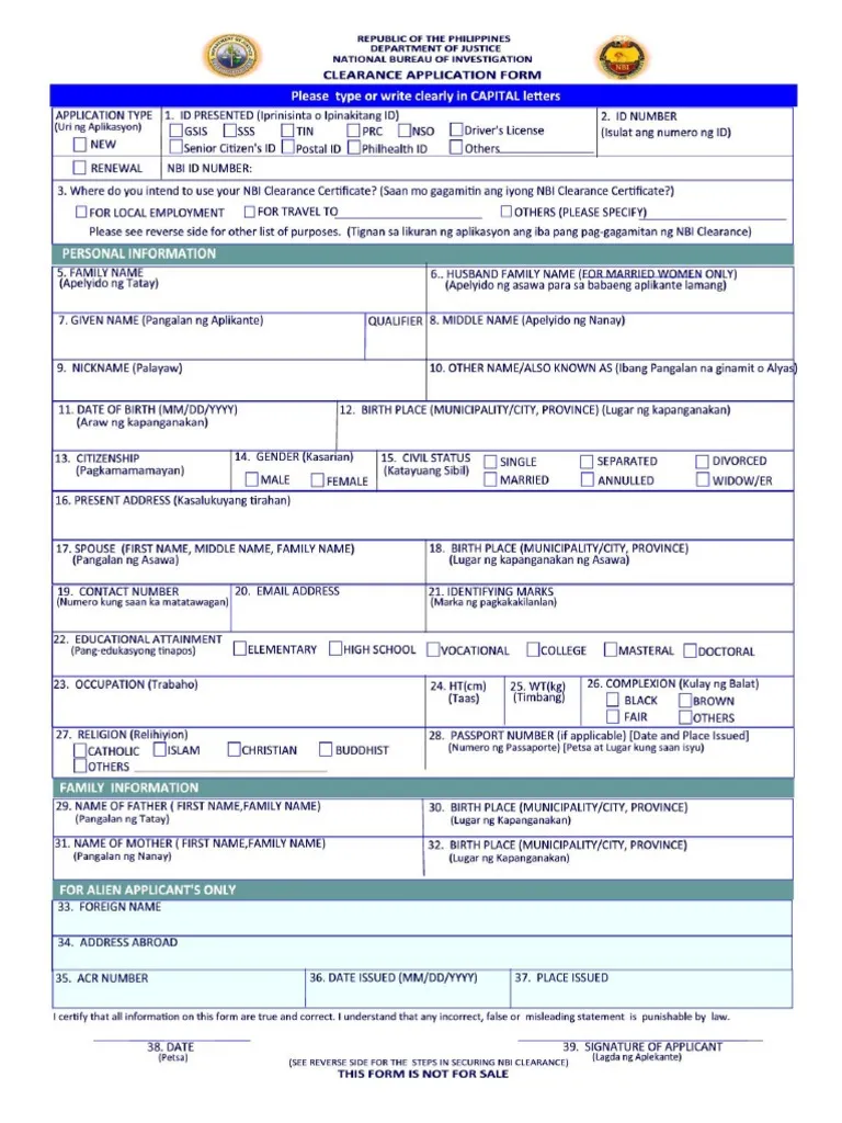 NBI Application Form