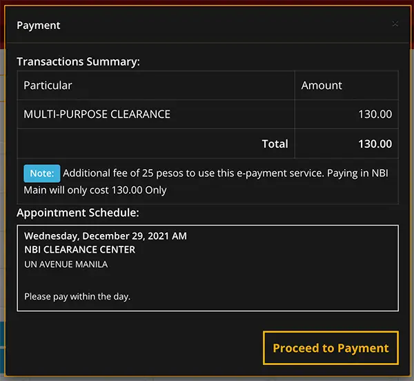 NBI Clearance Fee