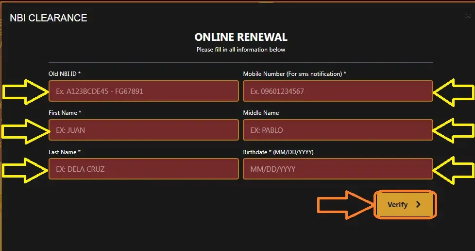 NBI Clearance Renewal Online Step 2