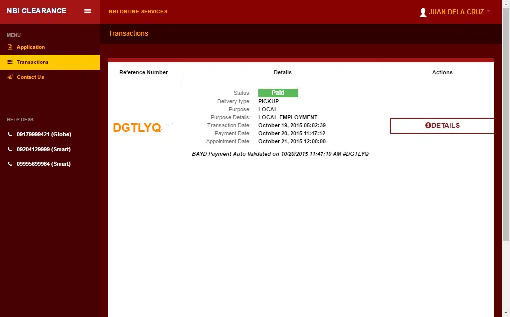 NBI Reference Number Online